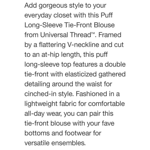 Universal Thread | Maroon Floral Puffed Long Sleeve Tie Front Blouse Size Medium - Picture 12 of 12